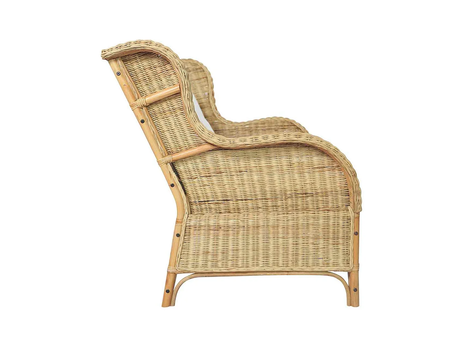 Divano a 2 posti in rattan naturale e lino