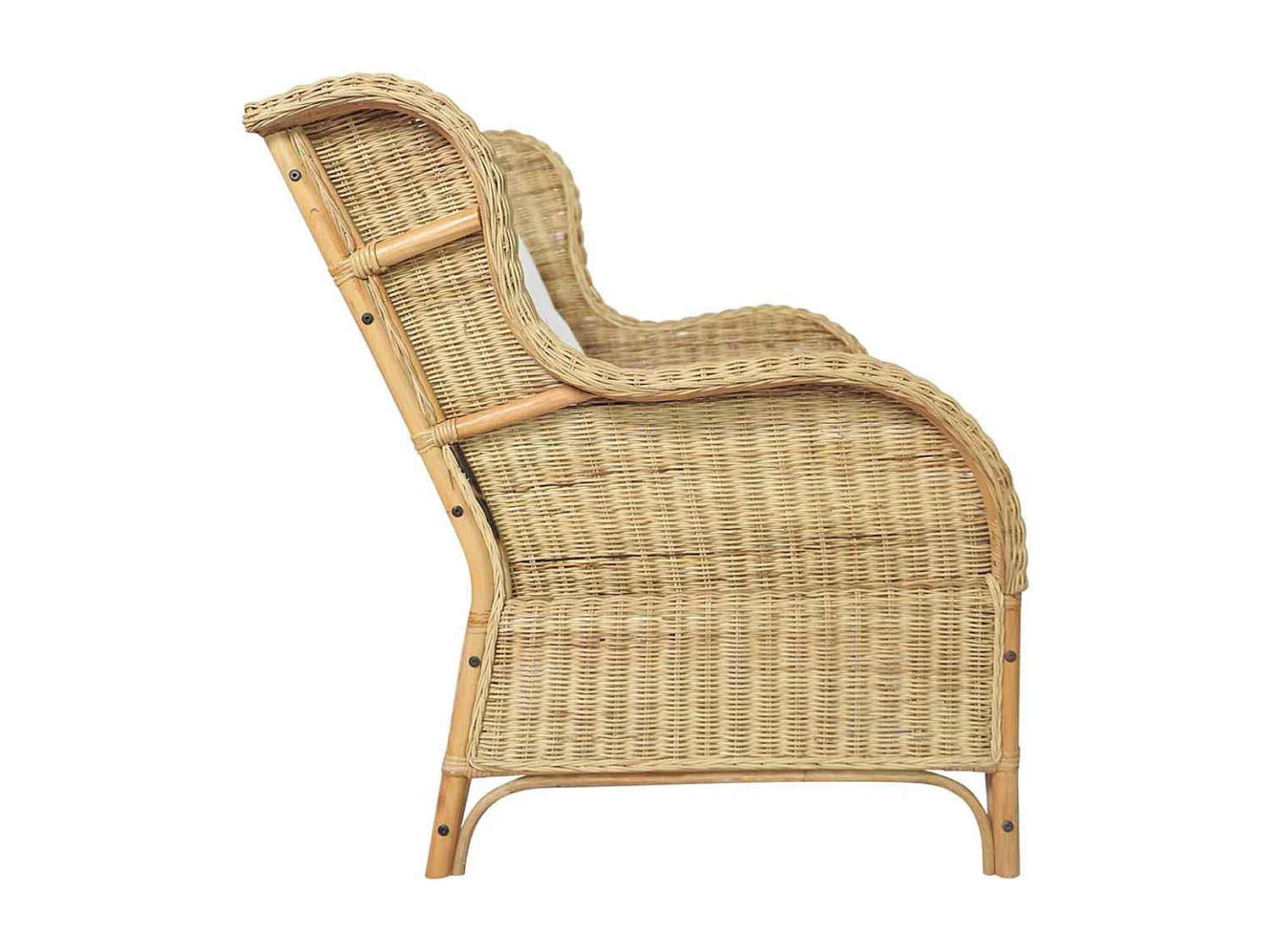 Sofá de 2 plazas en ratán natural y lino