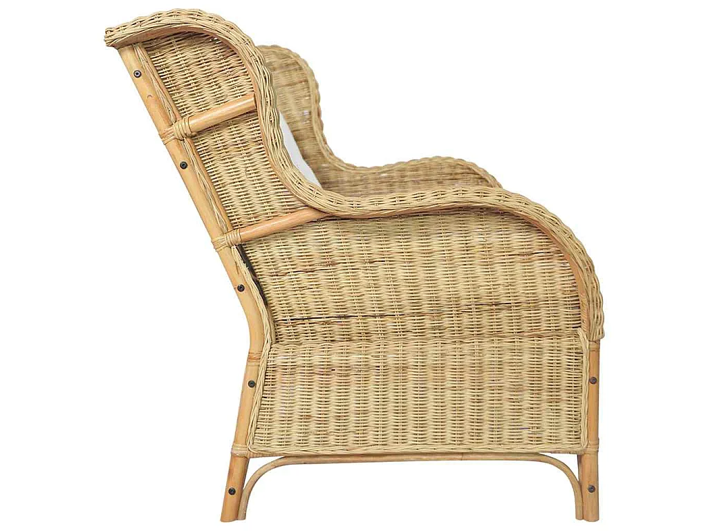 2-Sitzer-Sofa aus natürlichem Rattan und Leinen