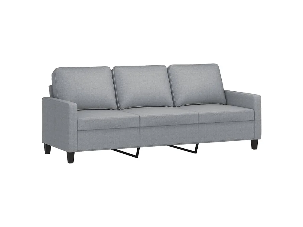 Divano 3 posti con poggiapiedi Grigio chiaro 180 cm Tessuto