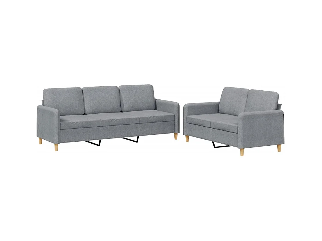 Ensemble de canapés 2 pcs avec coussins Gris clair Tissu