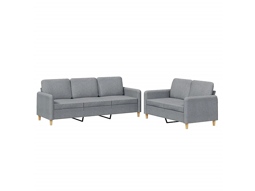 Ensemble de canapés 2 pcs avec coussins Gris clair Tissu