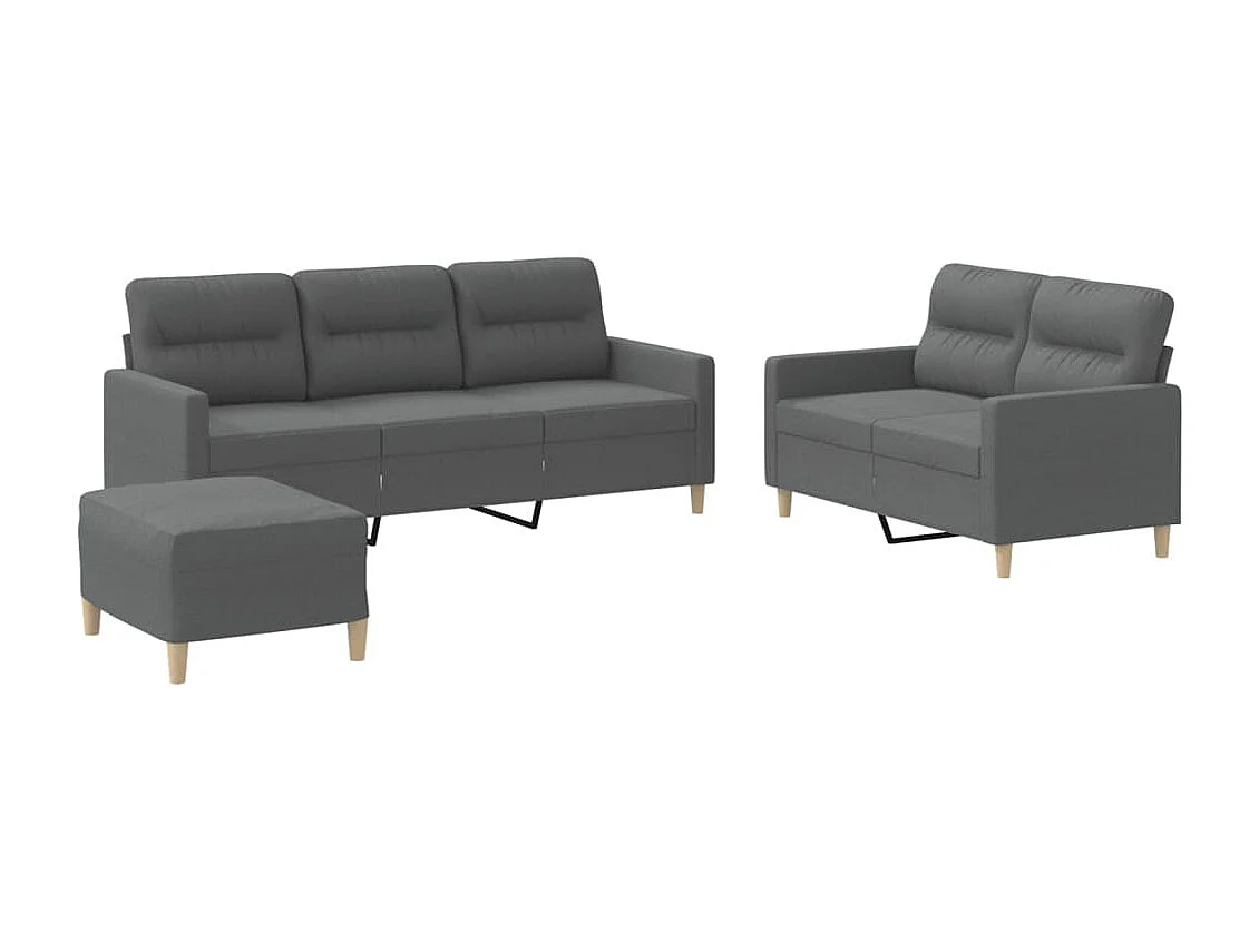 Ensemble de canapés 3 pcs avec coussins Gris foncé Tissu