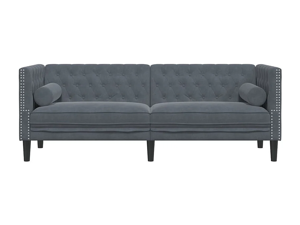 Sofá Chesterfield de 3 plazas con cojines en terciopelo gris oscuro