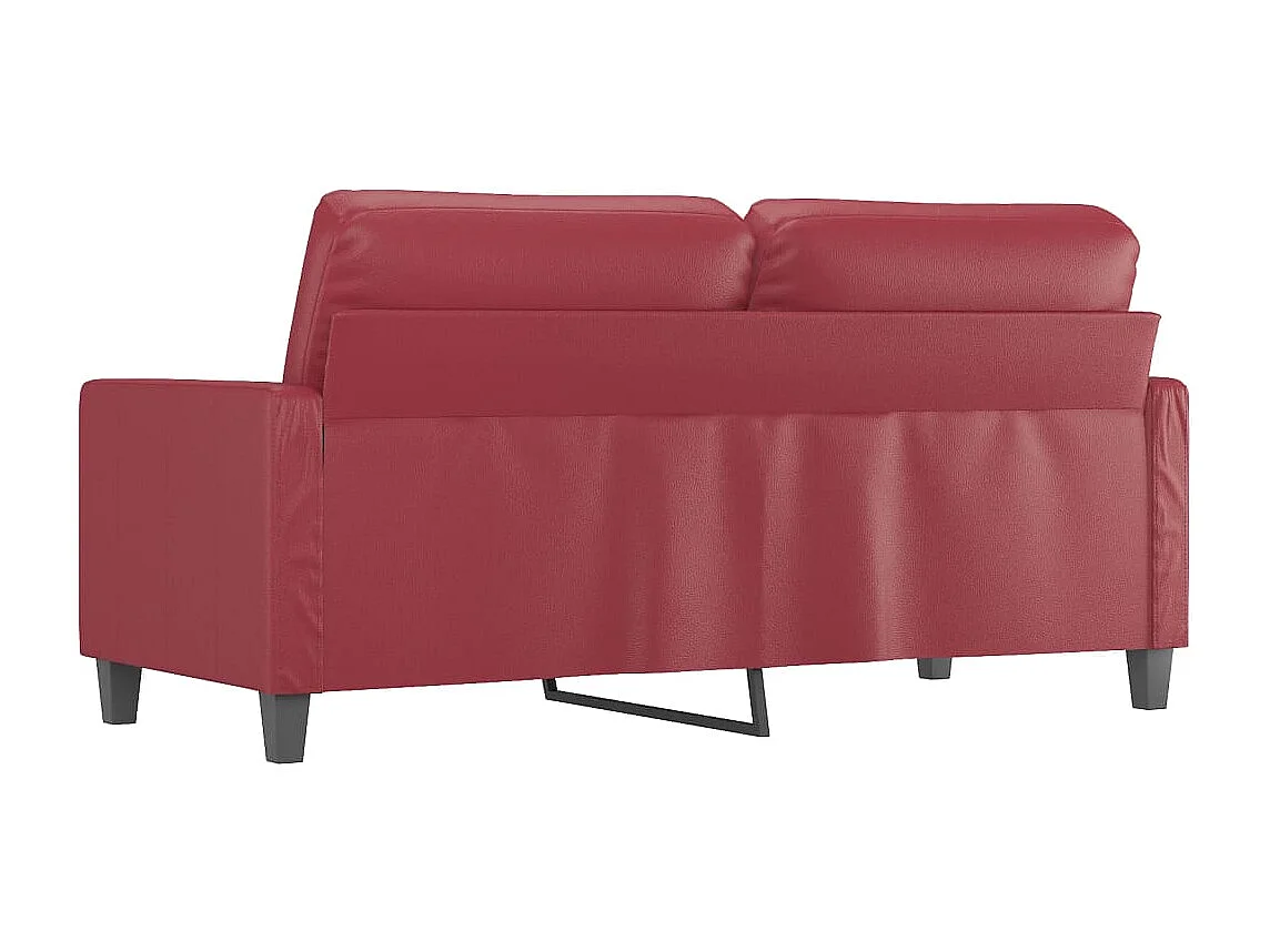 Sofá 2 plazas Rojo burdeos 140 cm Piel sintética