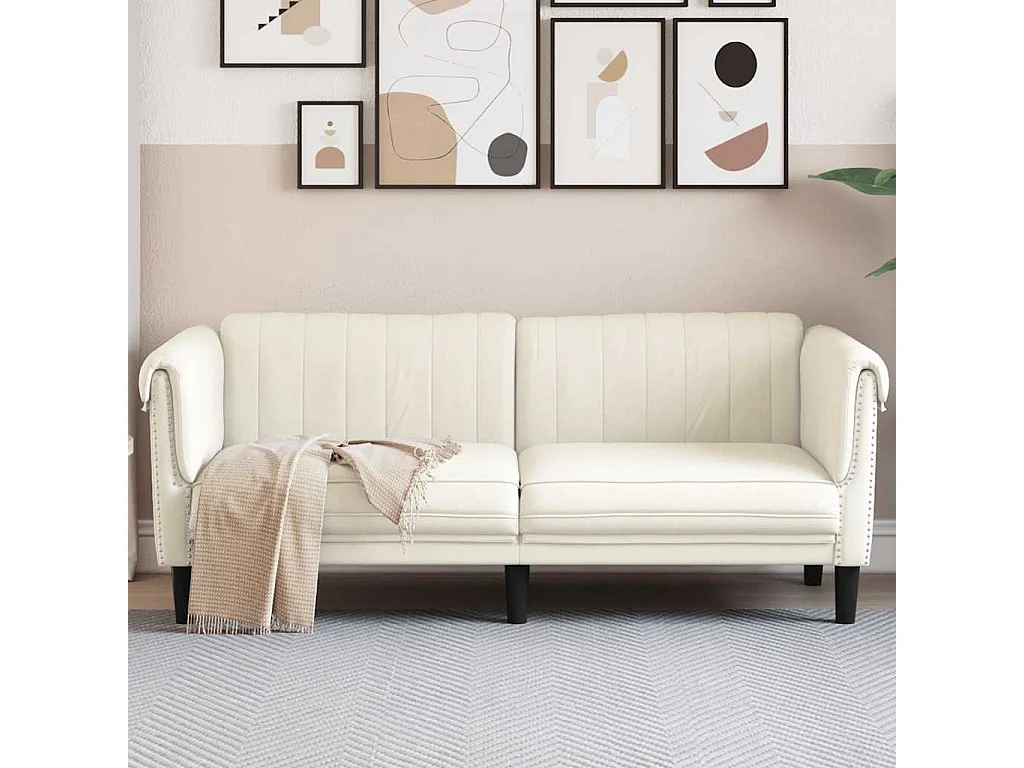 Sofá de 2 plazas de terciopelo color crema