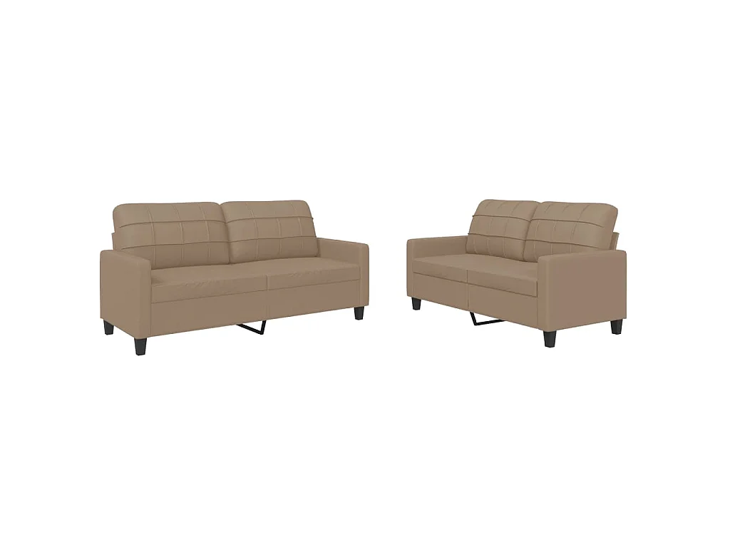 Set di divani 2 pezzi con cuscini in similpelle color cappuccino