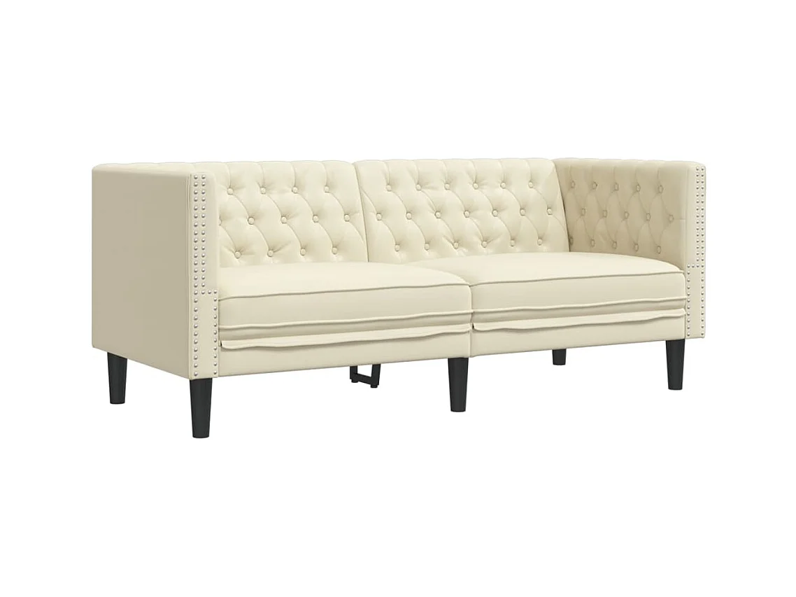 Chesterfield 2-zits crèmekleurige kunstleren bank