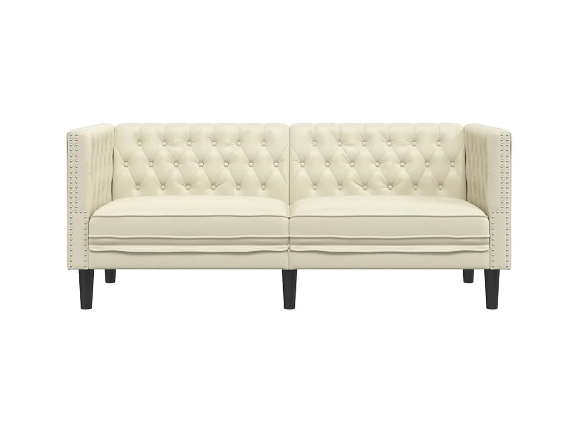 Chesterfield 2-zits crèmekleurige kunstleren bank