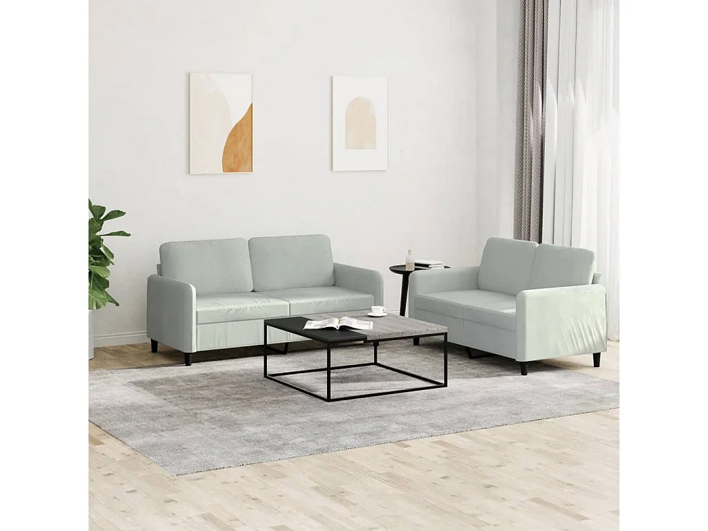 Ensemble de canapés 2 pcs gris clair velours