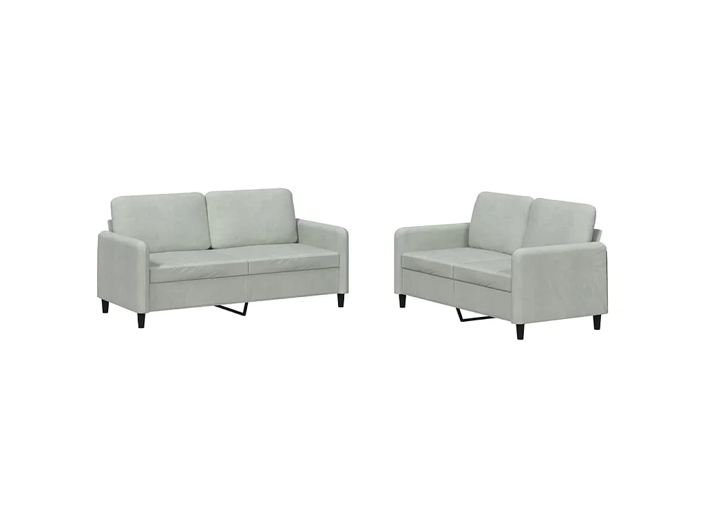 Ensemble de canapés 2 pcs gris clair velours