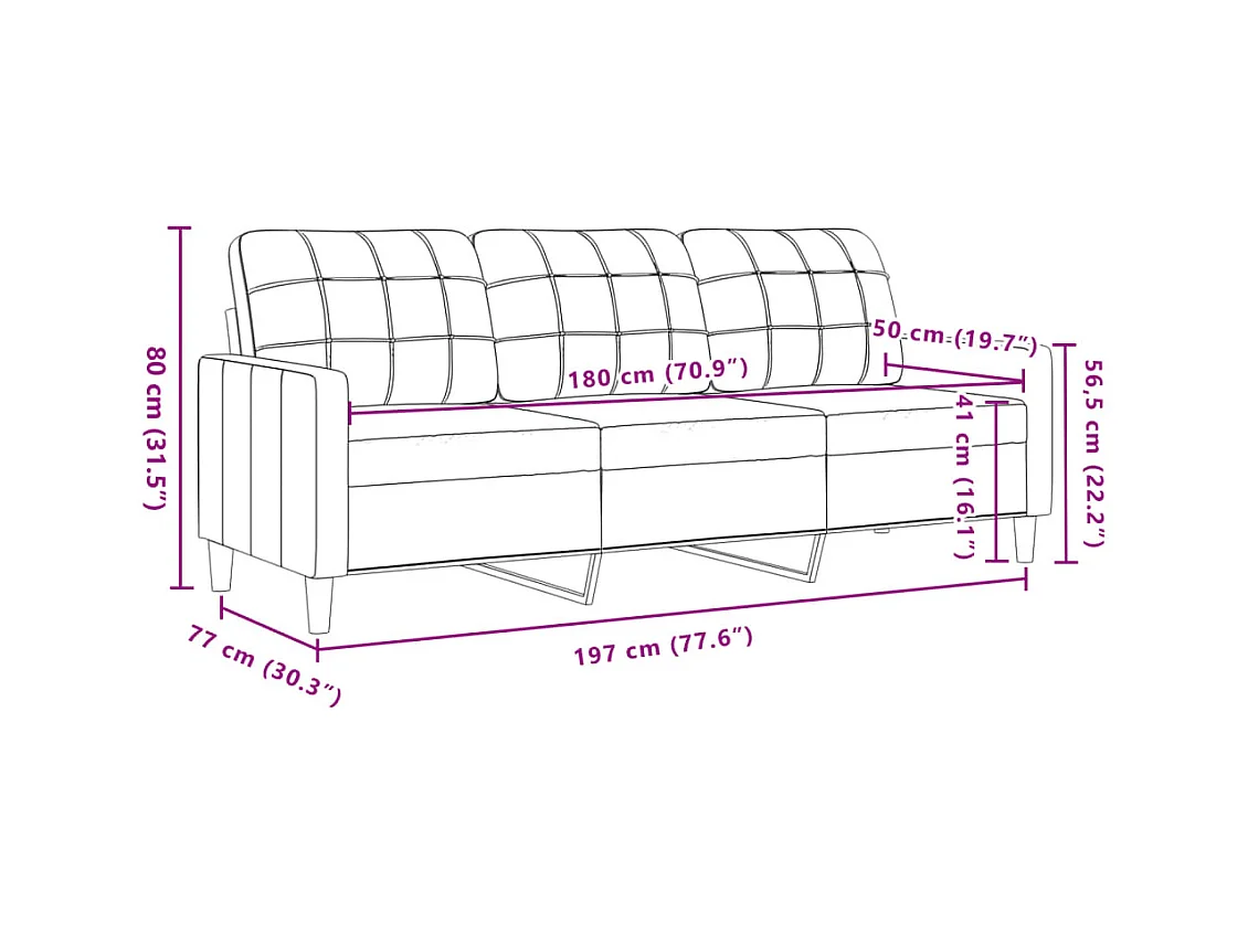 Set di divani da 3 pezzi con cuscini e cuscini in velluto