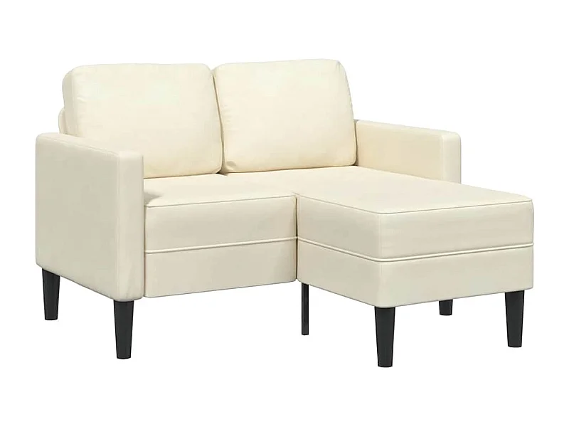 2-zitsbank met L-vormige chaise longue crème 125 cm fluweel