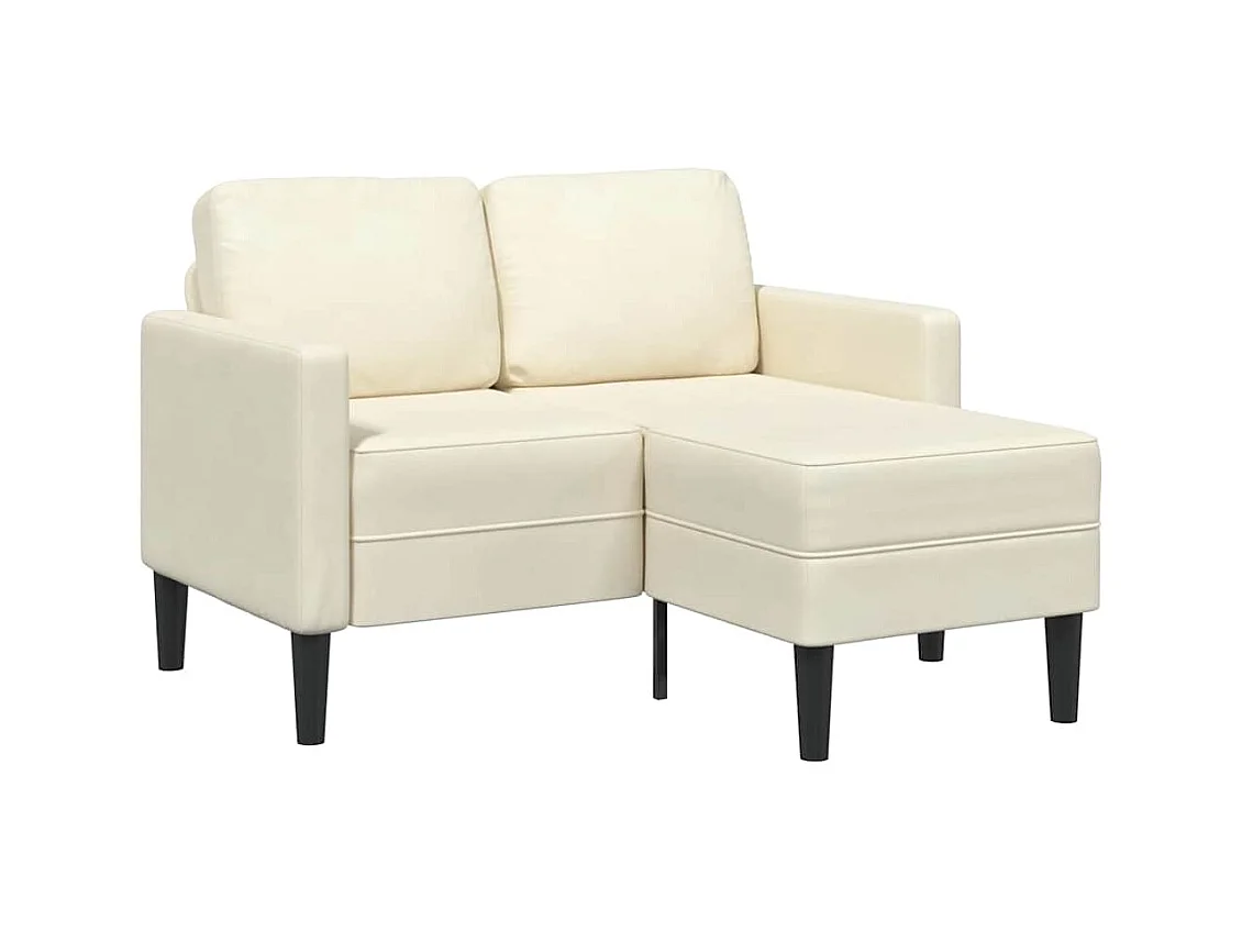 Canapé 2 places avec méridienne en L crème 125 cm velours