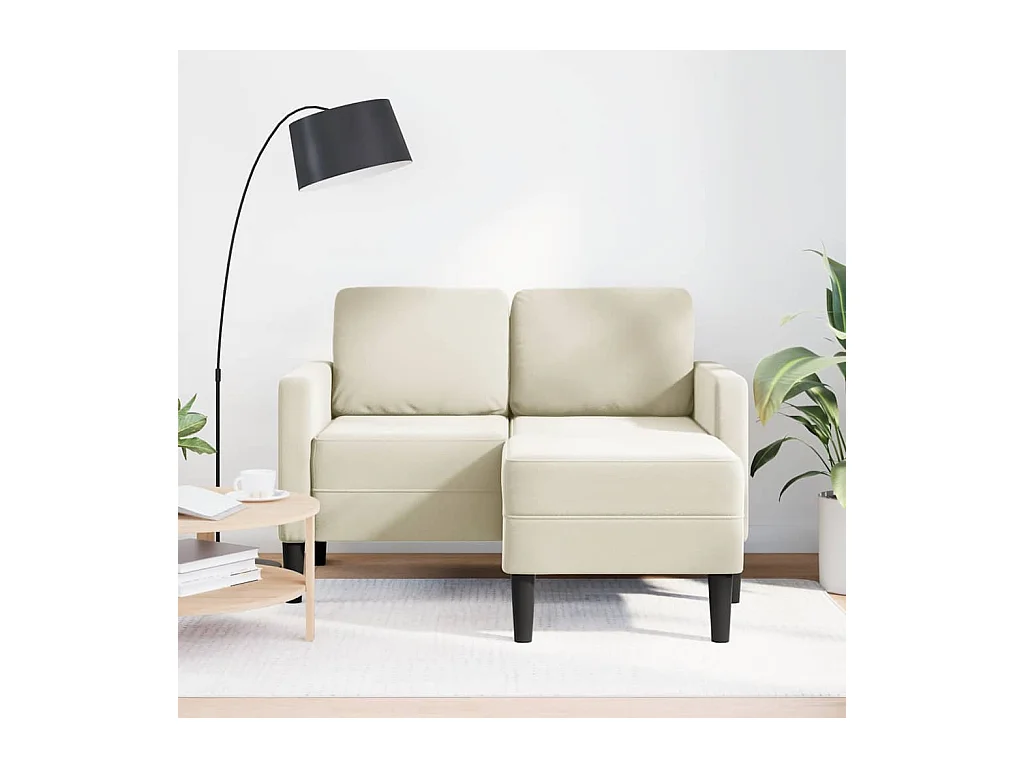 Canapé 2 places avec méridienne en L crème 125 cm velours