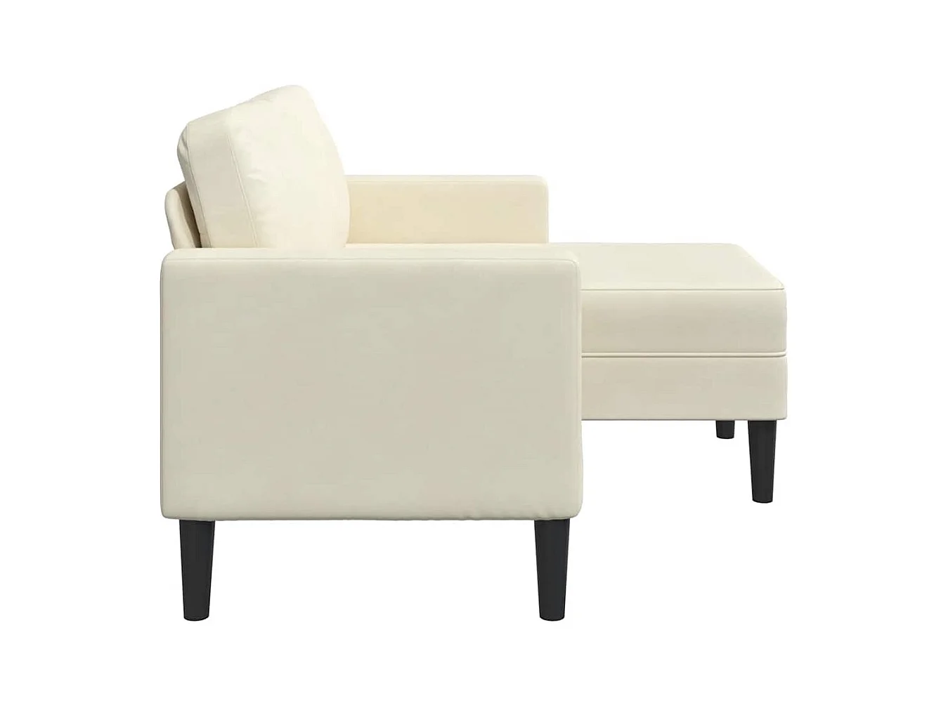 Canapé 2 places avec méridienne en L crème 125 cm velours