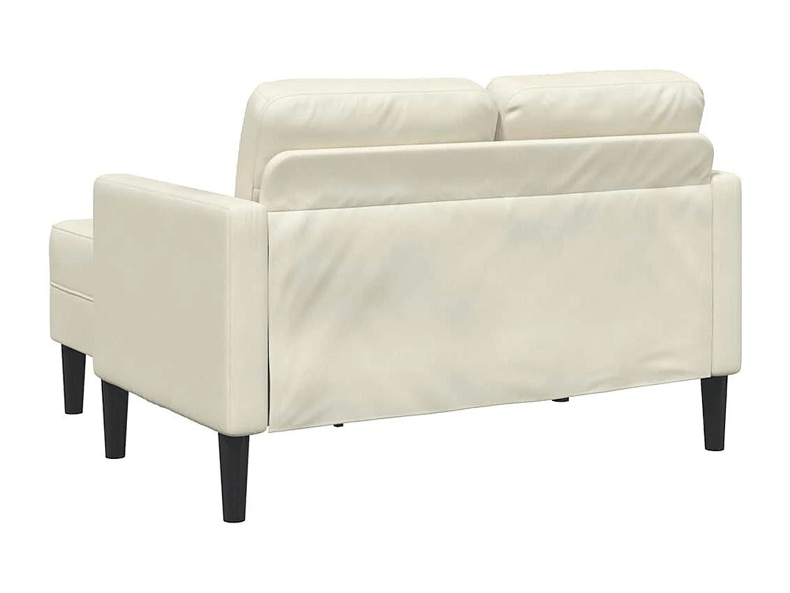 Canapé 2 places avec méridienne en L crème 125 cm velours