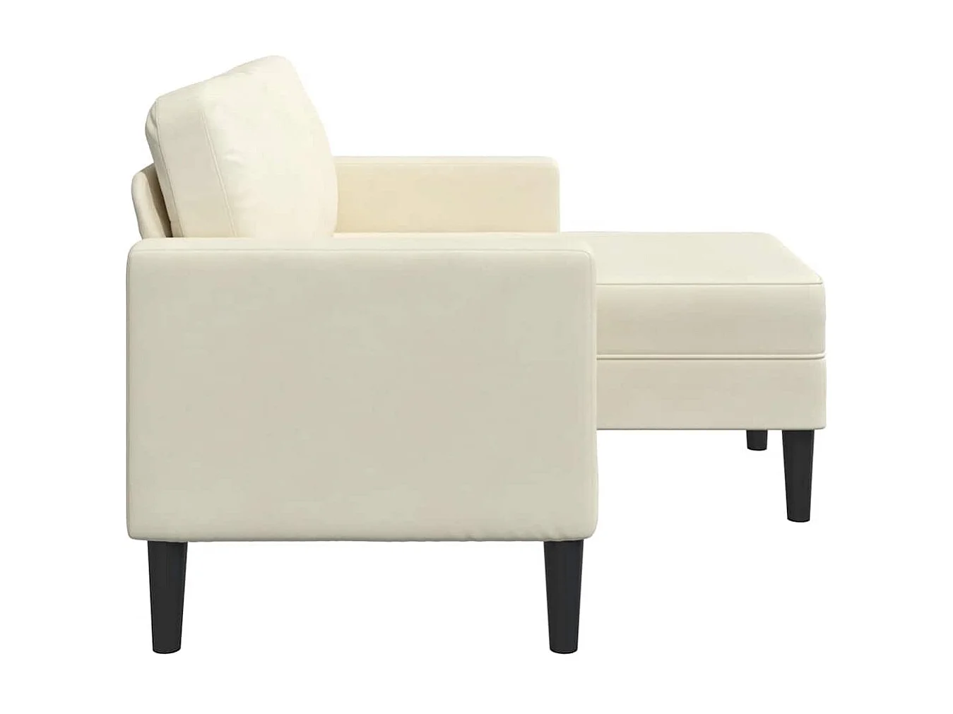 2-zitsbank met L-vormige chaise longue crème 125 cm fluweel