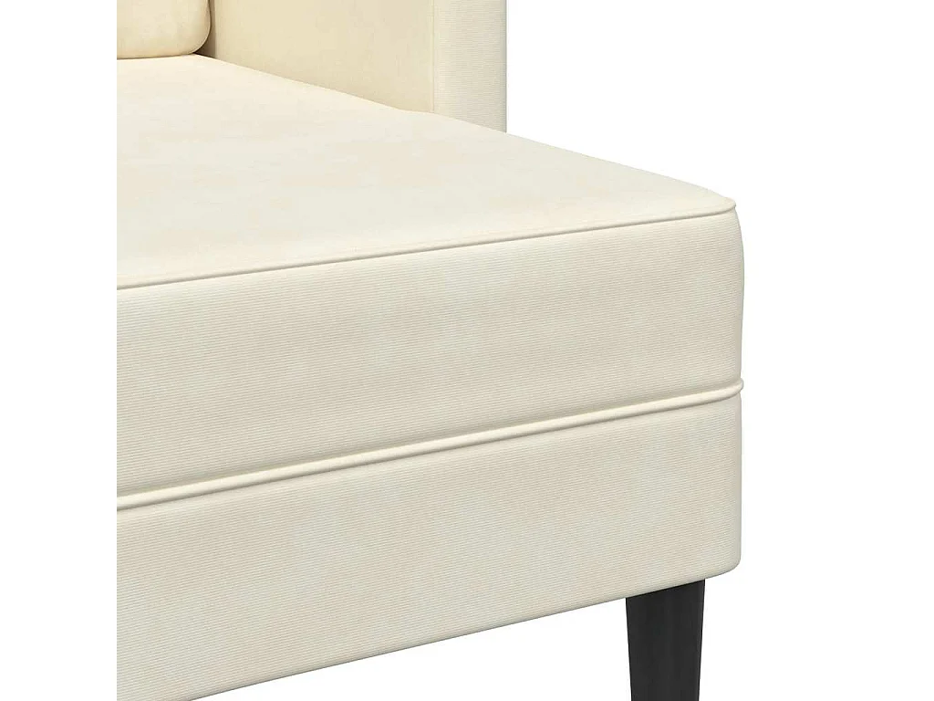 2-zitsbank met L-vormige chaise longue crème 125 cm fluweel