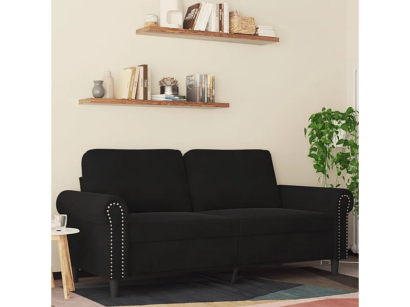 Sofá 2 plazas Terciopelo Negro 140 cm