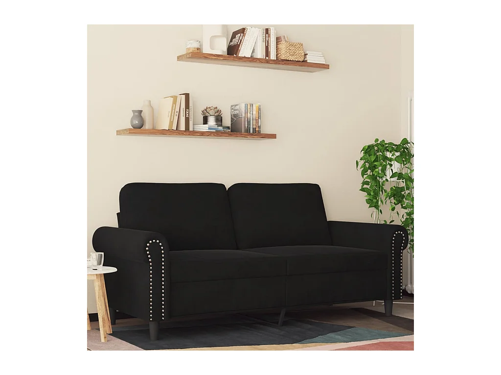 Sofá 2 plazas Terciopelo Negro 140 cm