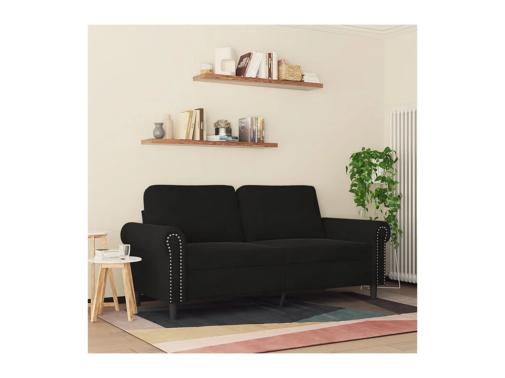 Sofá 2 plazas Terciopelo Negro 140 cm
