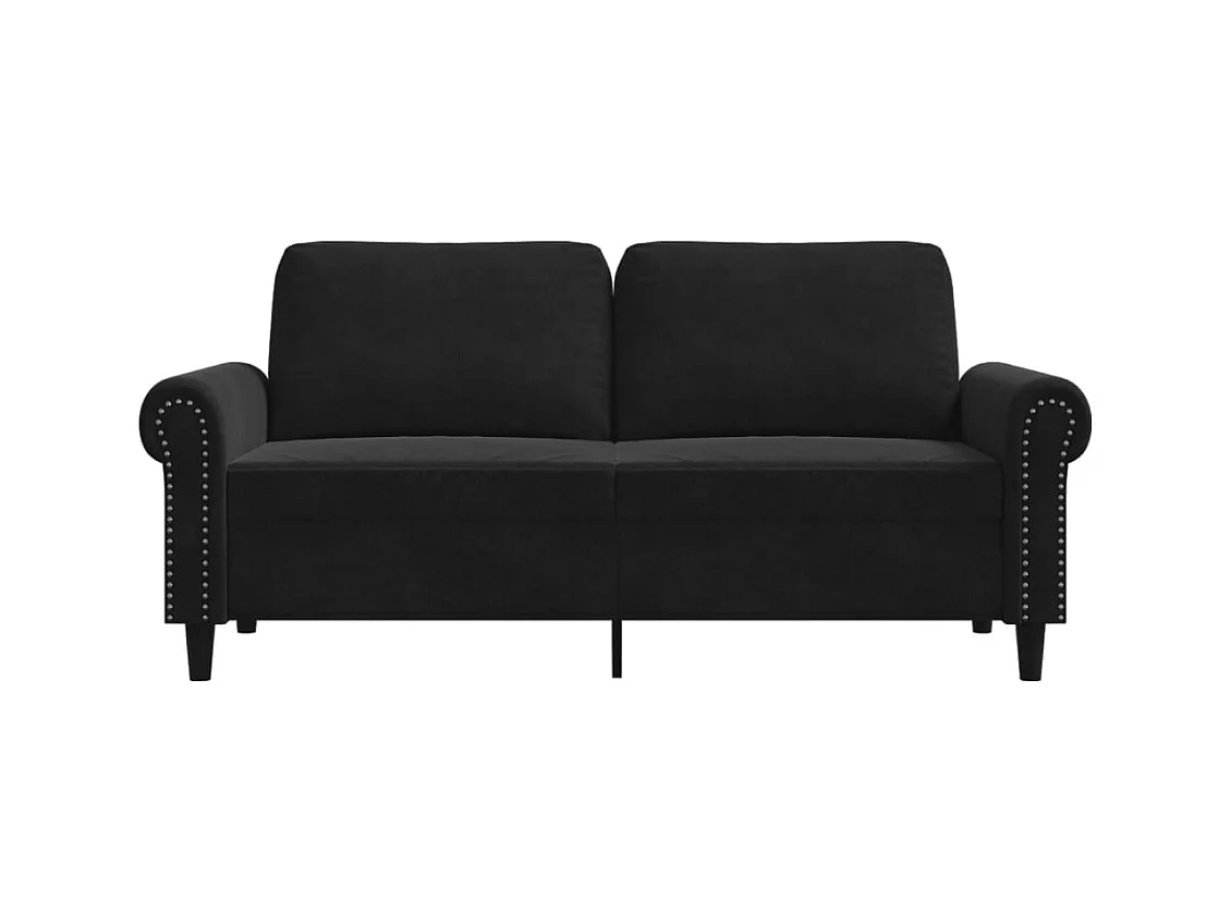 Sofá 2 plazas Terciopelo Negro 140 cm