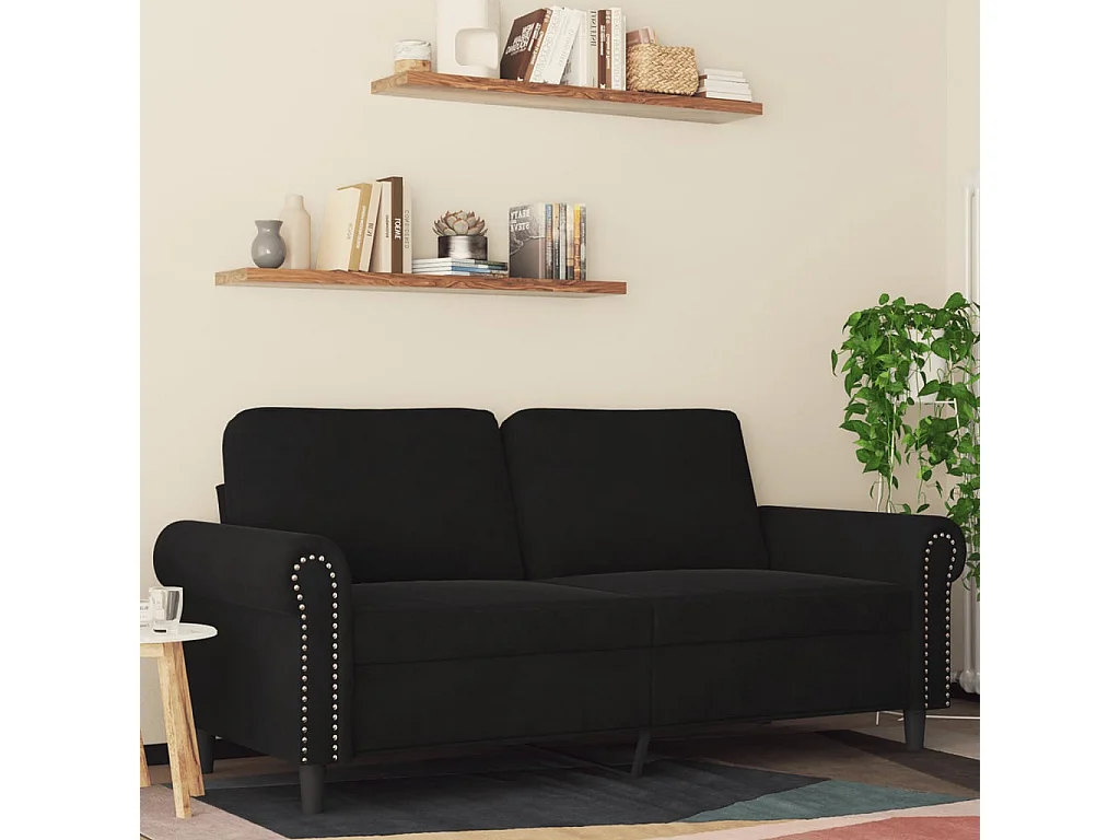 Sofá 2 plazas Terciopelo Negro 140 cm