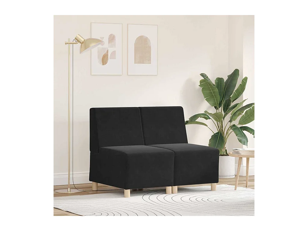 Unité de Sofa Modulaire Sans Accoudoirs 2 pcs Noir