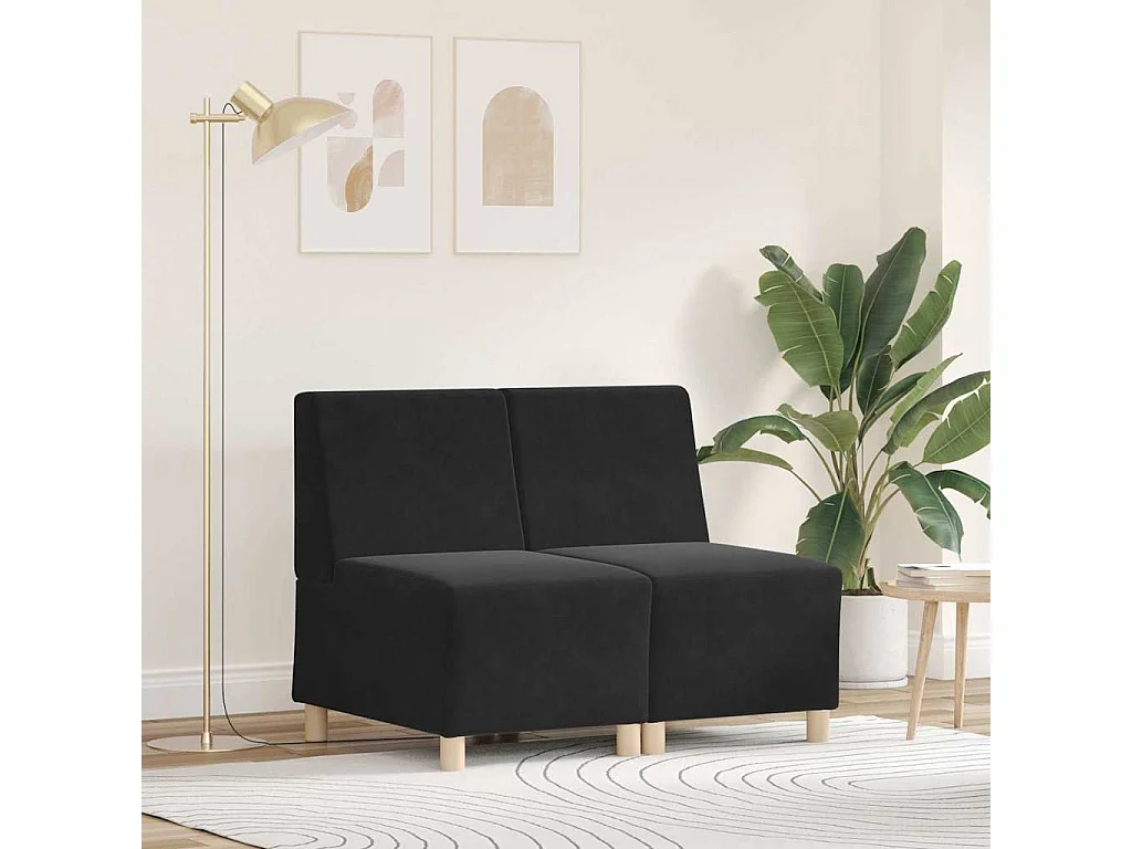 Unité de Sofa Modulaire Sans Accoudoirs 2 pcs Noir
