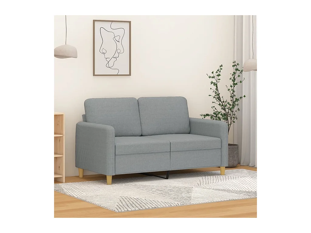 Canapé à 2 places Gris clair 120 cm Tissu