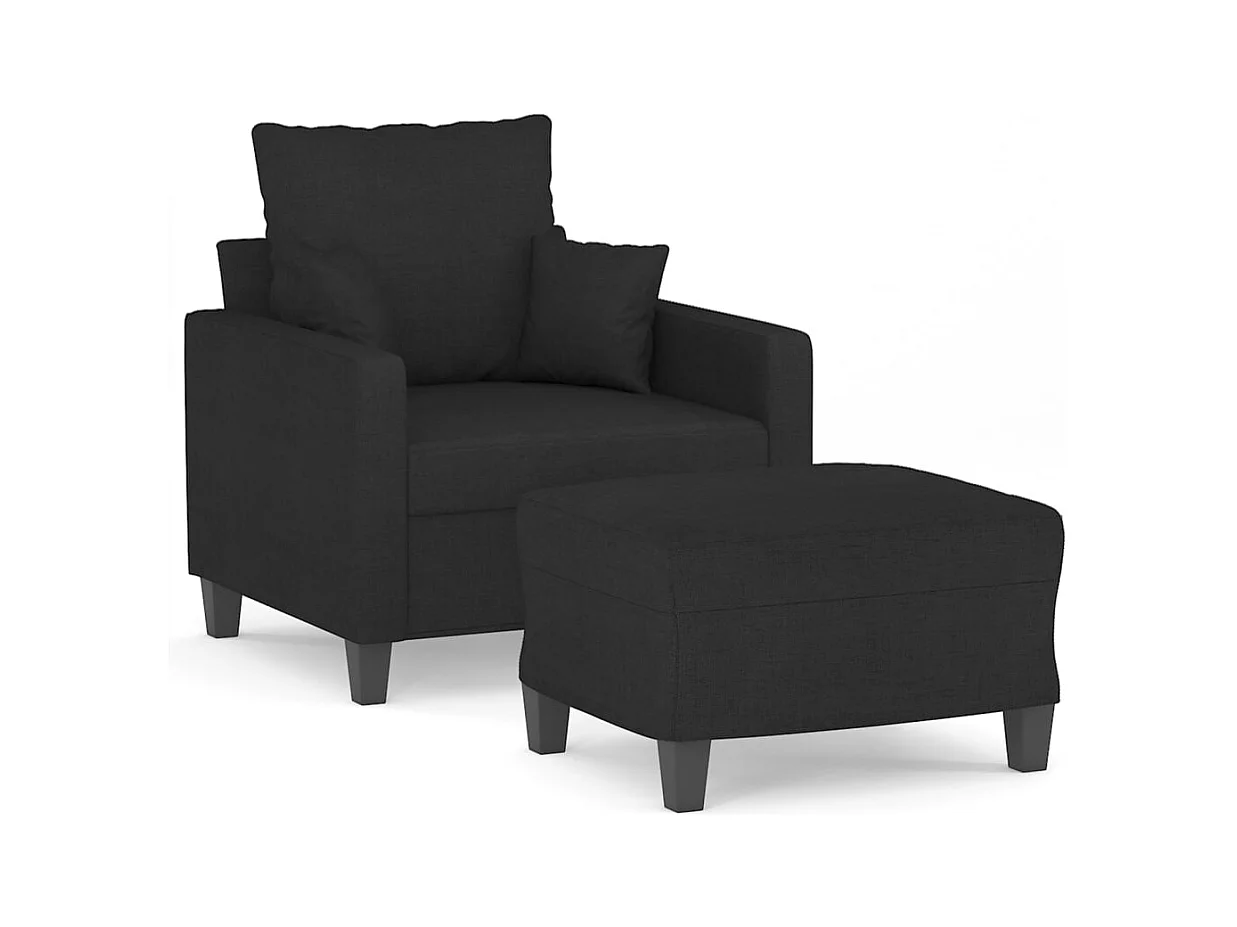 Sessel mit Fußstütze Schwarz 60 cm Stoff