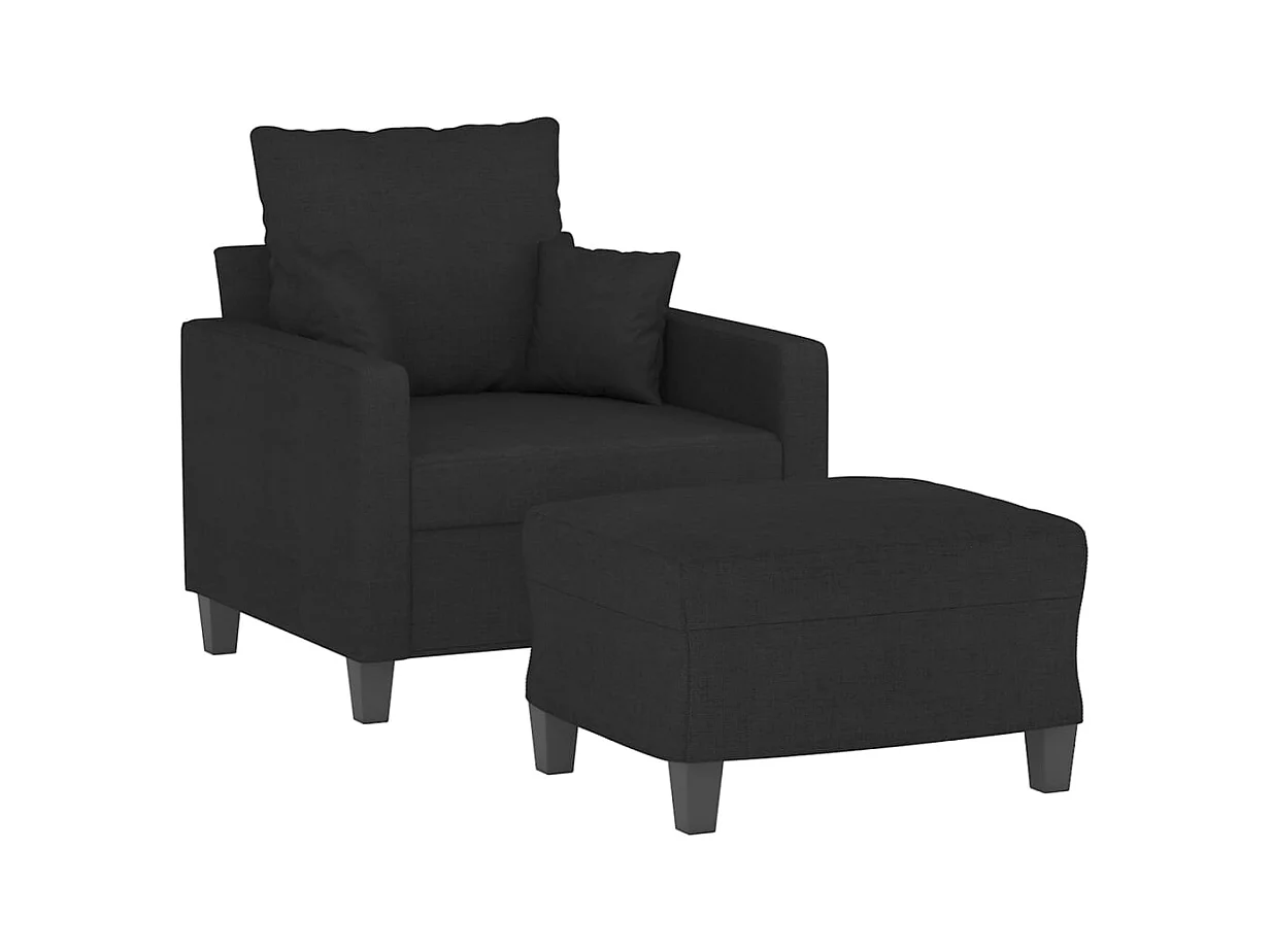 Sessel mit Fußstütze Schwarz 60 cm Stoff