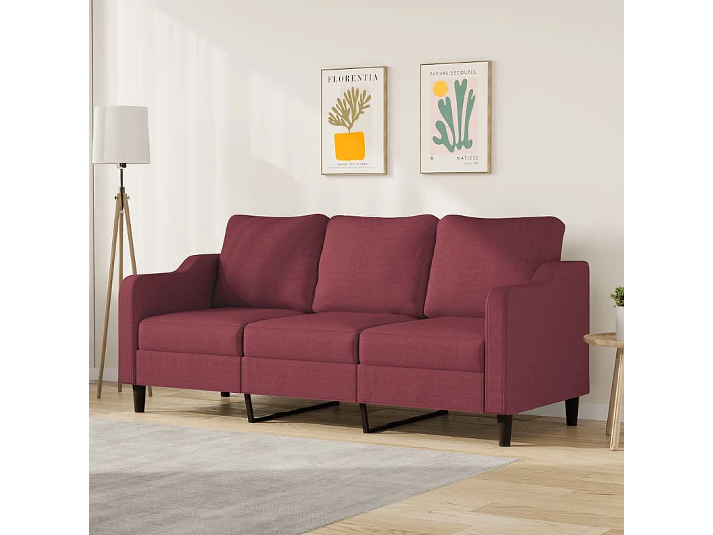 Divano 3 posti rosso bordeaux 180 cm Tessuto