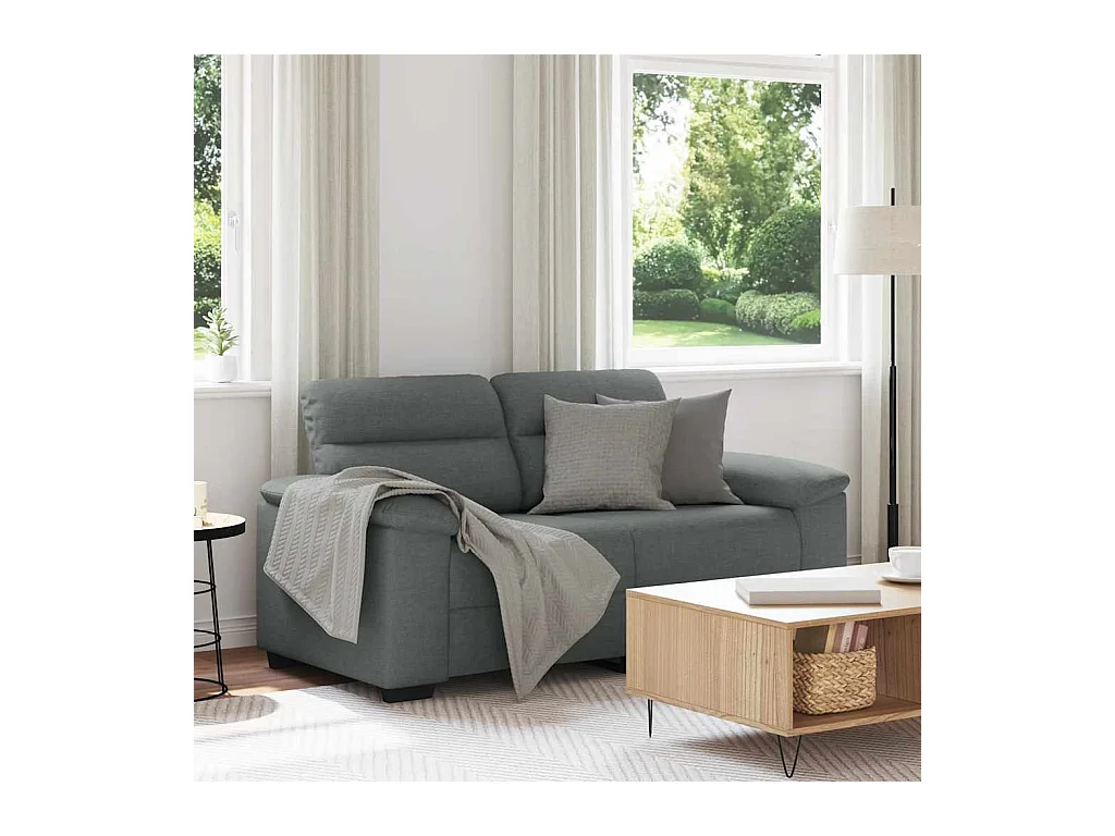 Canapé à 2 places gris foncé 120 cm tissu