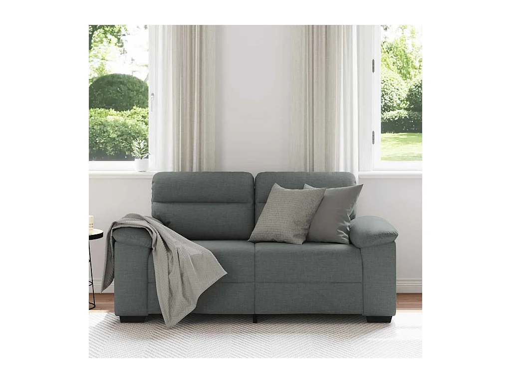 Canapé à 2 places gris foncé 120 cm tissu