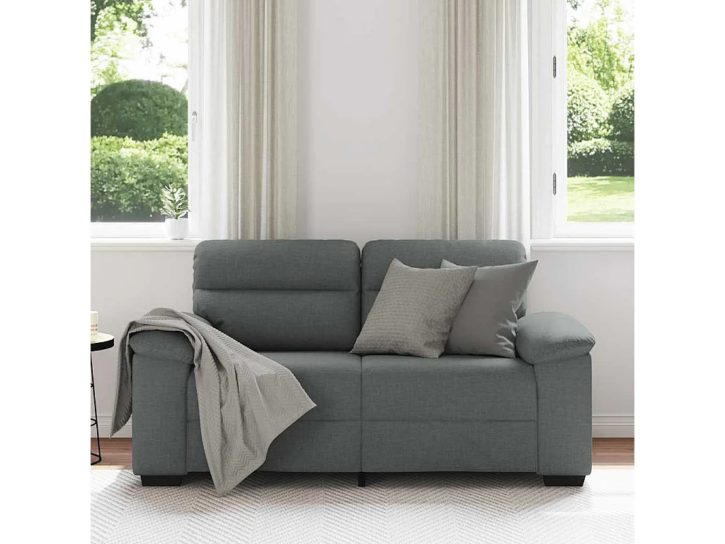 Canapé à 2 places gris foncé 120 cm tissu