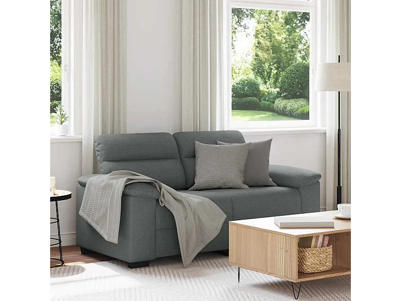 Canapé à 2 places gris foncé 120 cm tissu