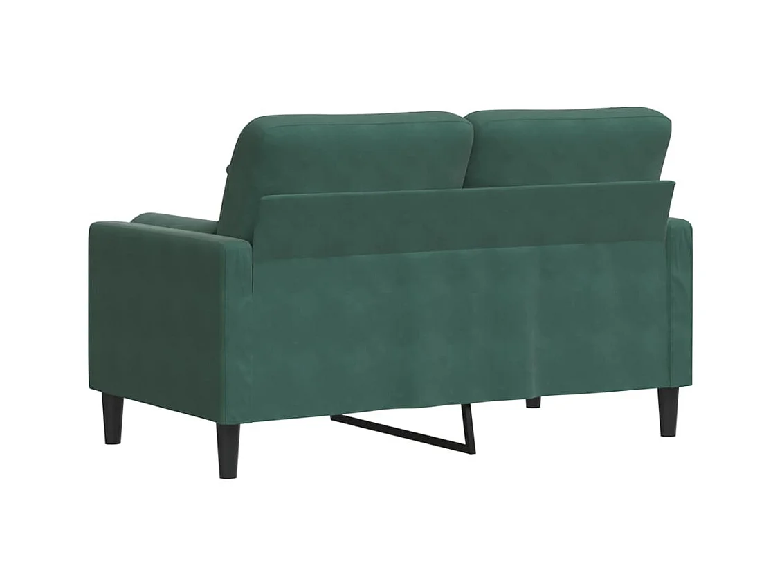 Sofá de 2 plazas con cojines verde oscuro de terciopelo de 120 cm.