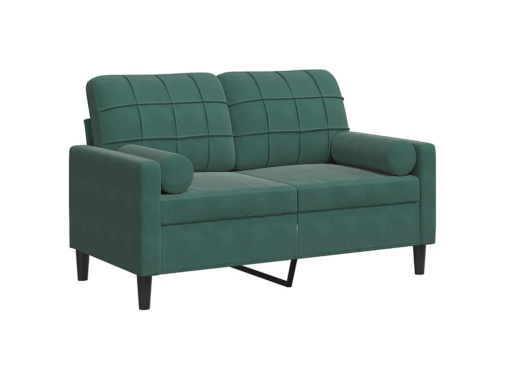 Canapé 2 places avec oreillers vert foncé 120 cm velours