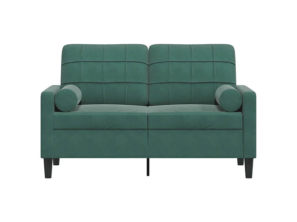 Canapé 2 places avec oreillers vert foncé 120 cm velours