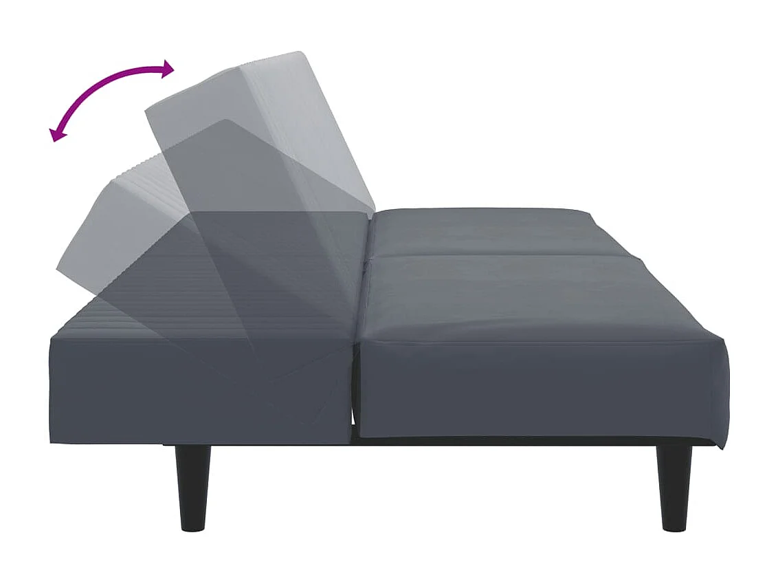 2-teiliges Sofaset aus dunkelgrauem Samt