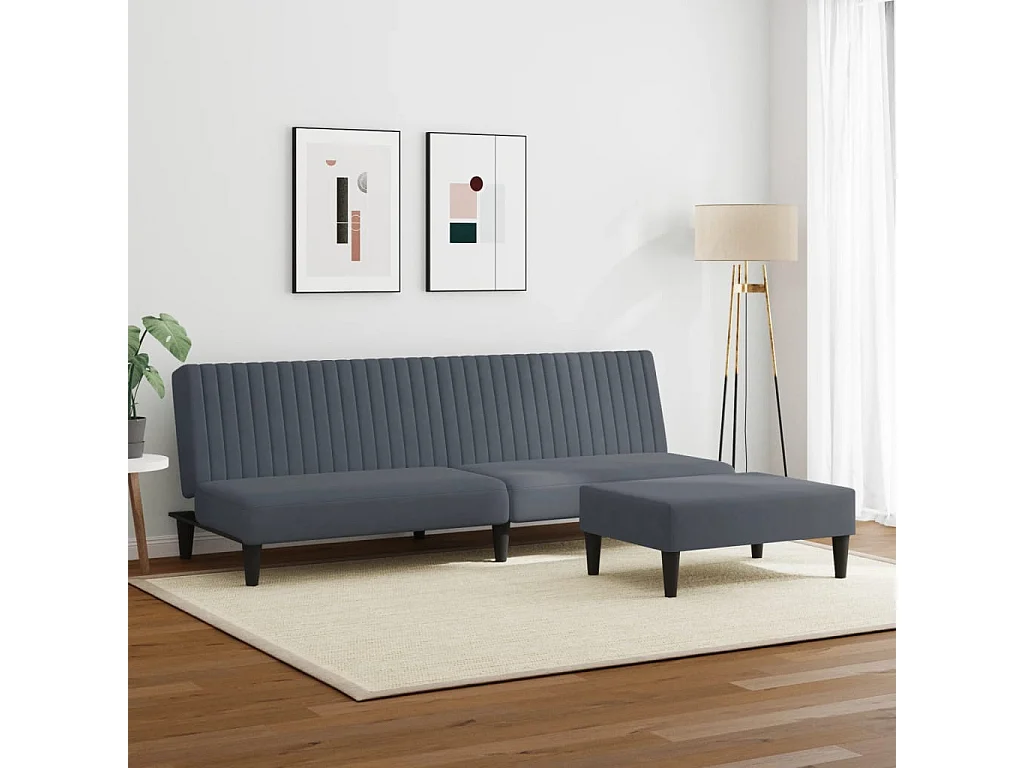 Ensemble de canapés 2 pcs gris foncé velours