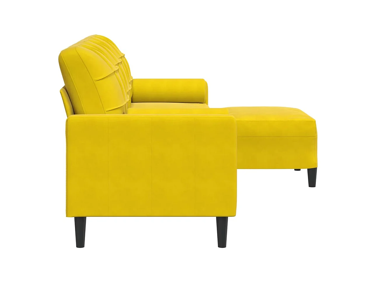 Sofá 3 plazas con reposapiés amarillo 210 cm terciopelo