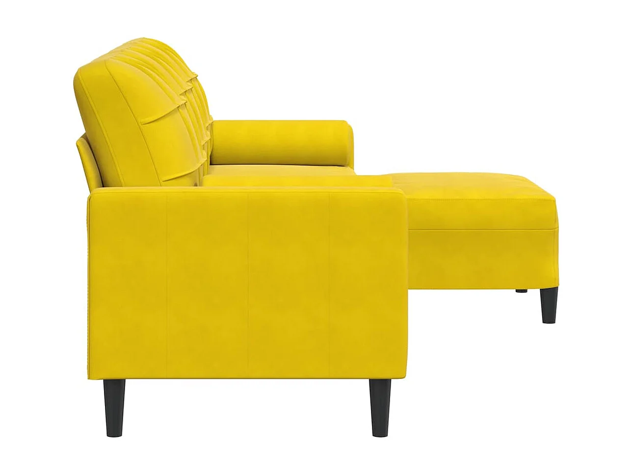 Sofá 3 plazas con reposapiés amarillo 210 cm terciopelo