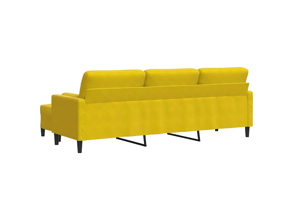 Sofá 3 plazas con reposapiés amarillo 210 cm terciopelo