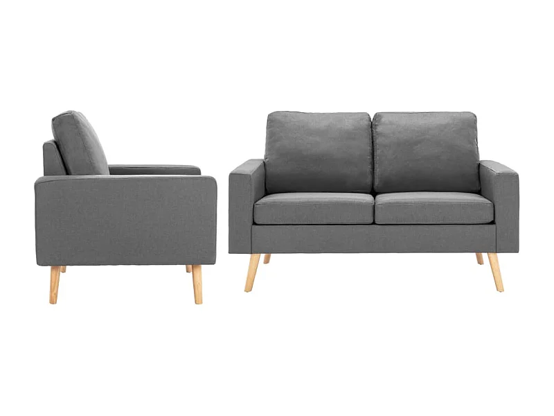 Conjunto de sofá de 2 piezas en tela gris claro