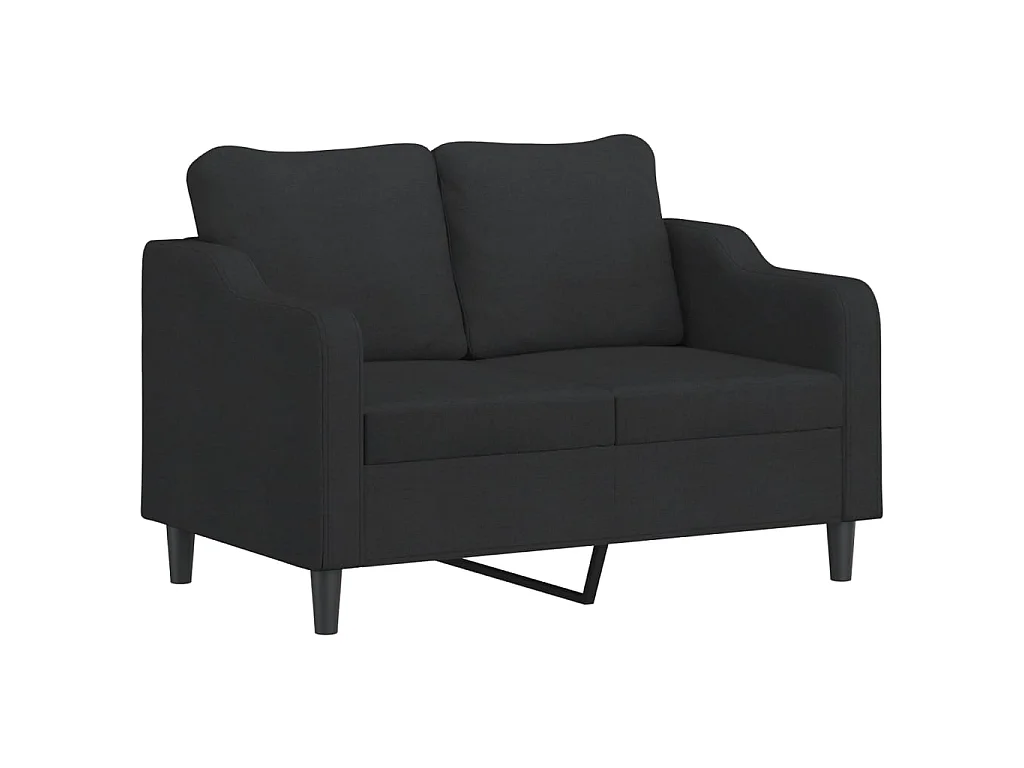 2-teiliges Sofaset mit Kissen, schwarzer Stoff
