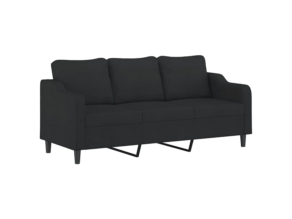 2-teiliges Sofaset mit Kissen, schwarzer Stoff