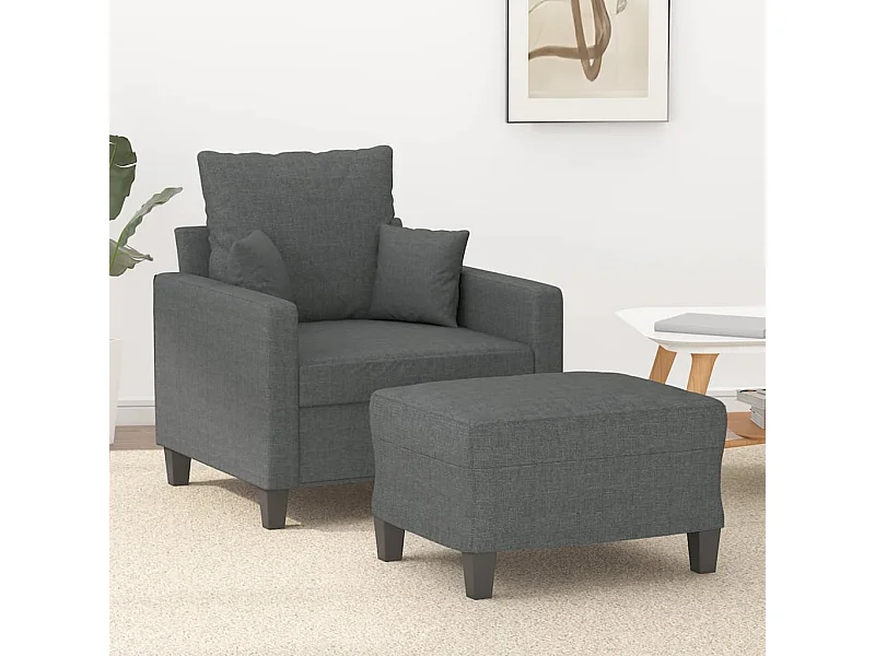 Fauteuil avec repose-pied Gris foncé 60 cm Tissu